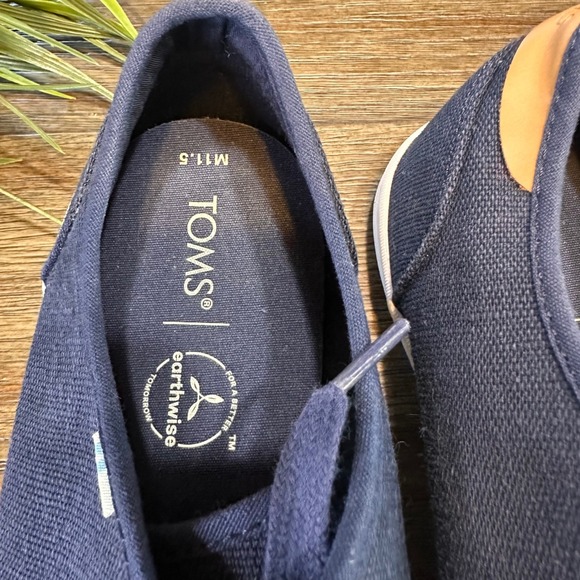 TOMS Earthwise Navy Carlo Canvas Knit Lace Up Sneakers Shoes Mens Size 11.5 - Picture 7 of 10